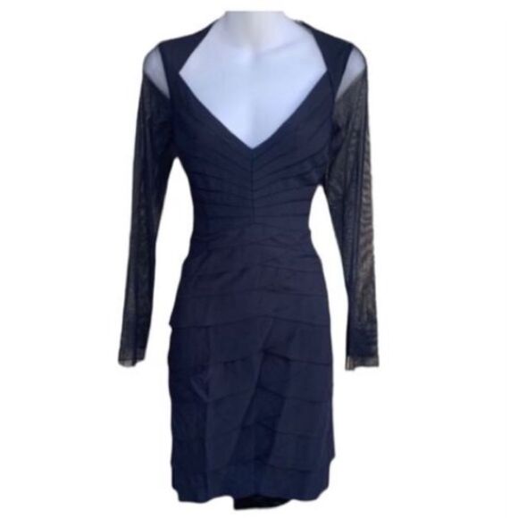 Vintage Chetta B Size 4 Mesh Sleeve Bandage Cocktail Dress Black Whimsigoth Alt - Picture 1 of 9